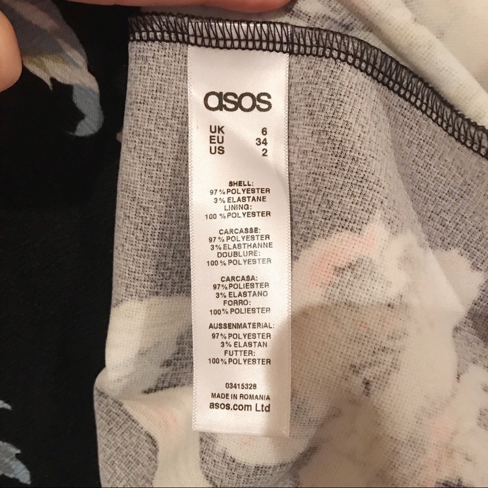 NWT ASOS Black Floral Long Sleeve Dress 2 - Picture 8 of 8